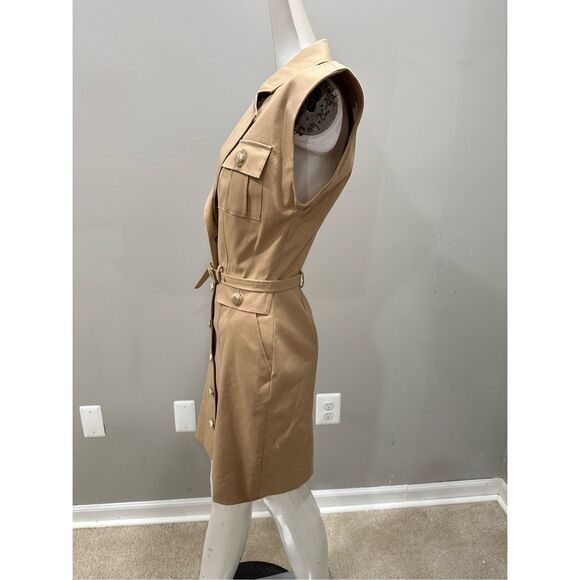 NWT Generation Love Biel Gabardine Belted Mini Dress Taupe Size 2 $385 - Picture 7 of 11